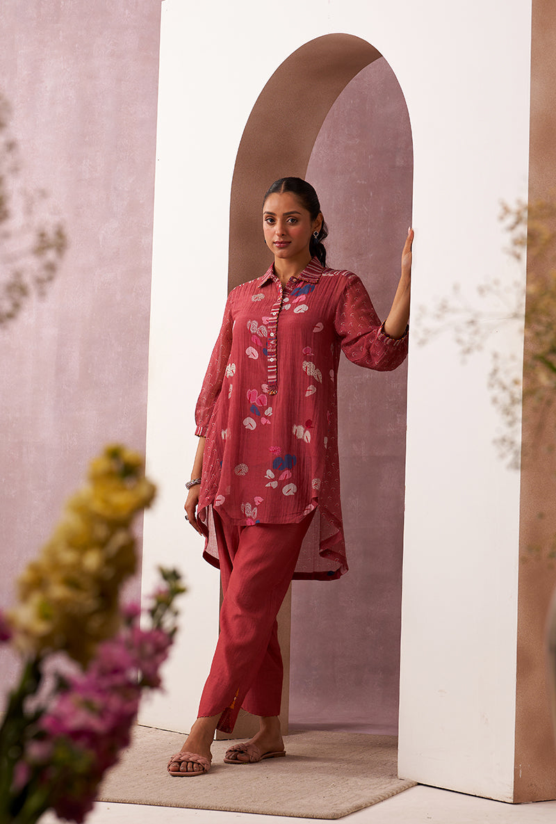 Red Collar Mahira Co-ord Set