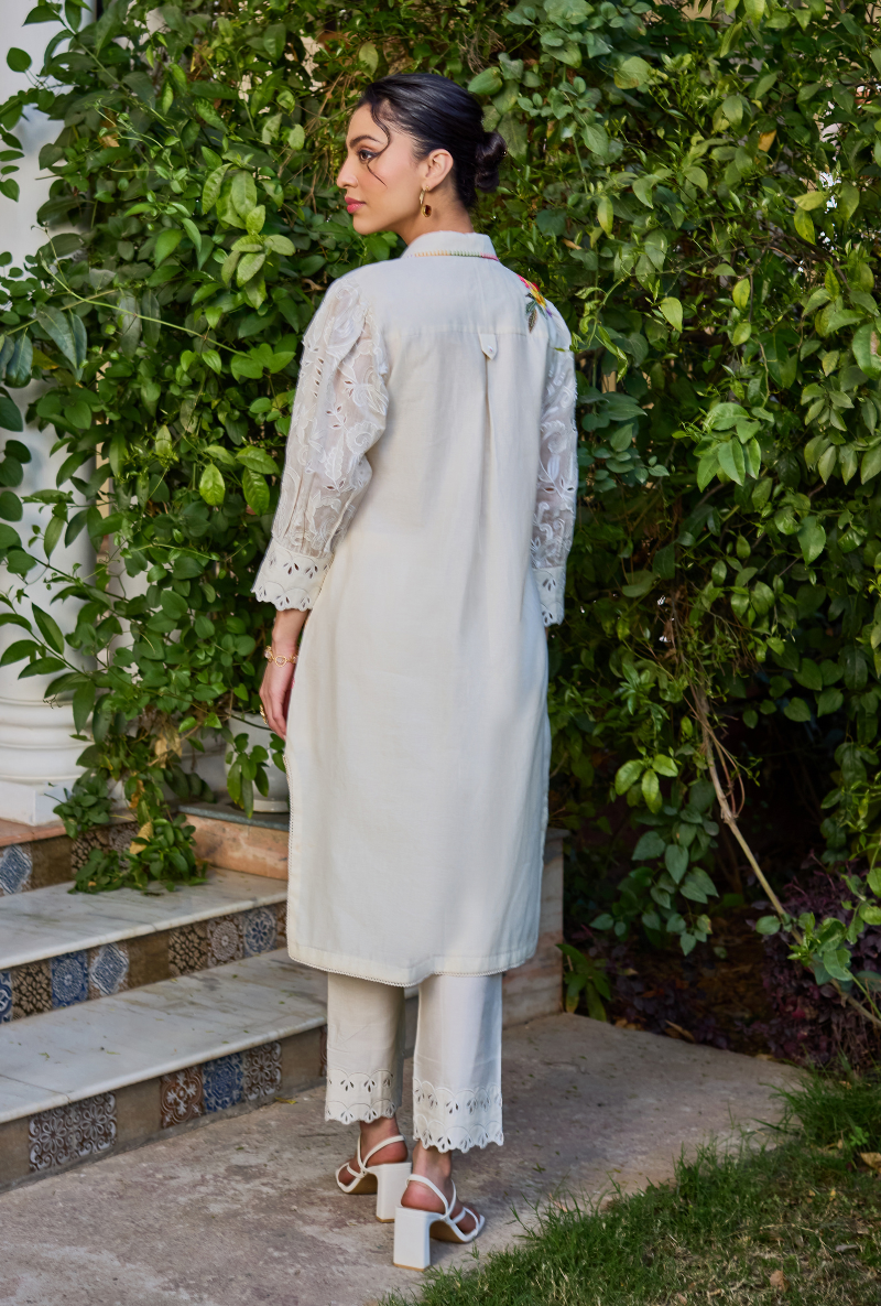 Ivory Collared Button Down Anaardana Co-Ord Set