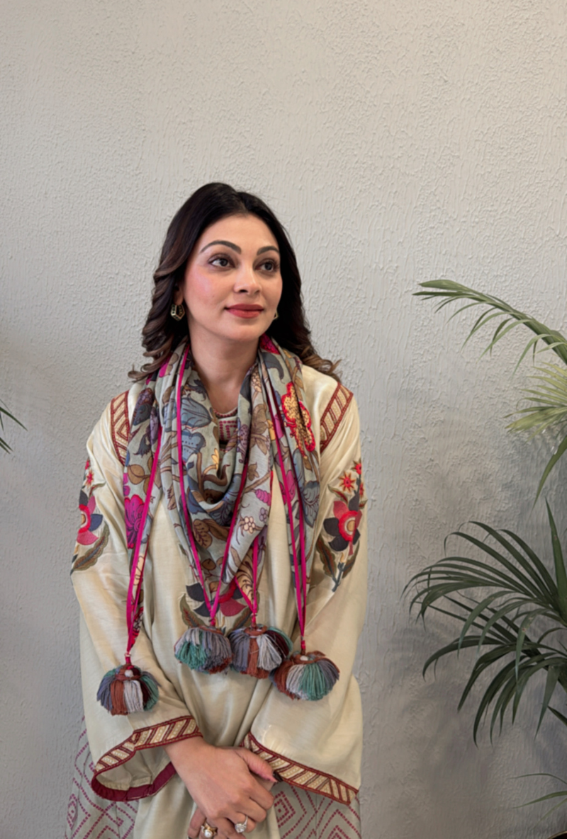 Meghna Nayyar in Earth Green Side Gathered Noorie Kurta Set