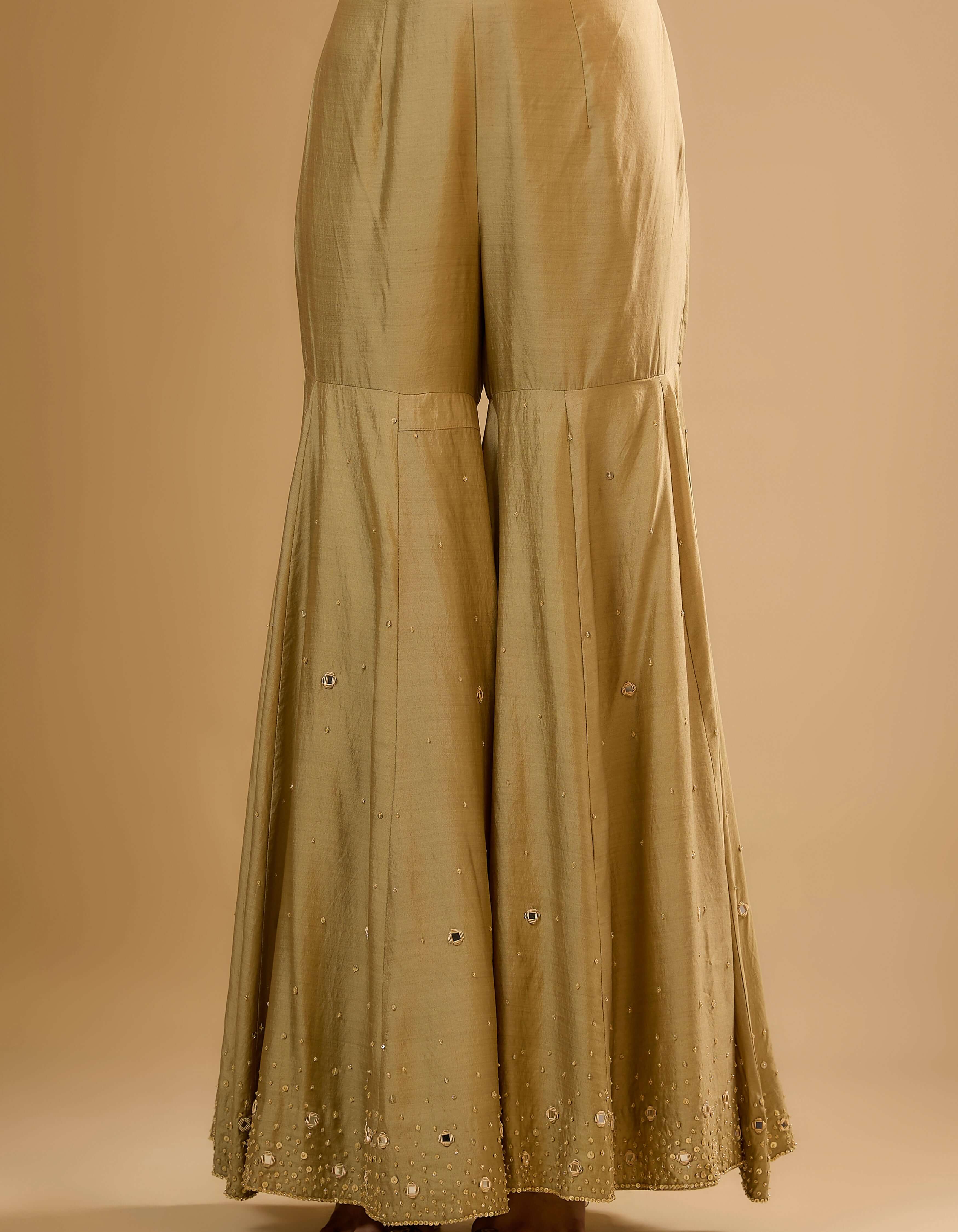 Light Green Heavy Mirror Work Rani Sharara Set
