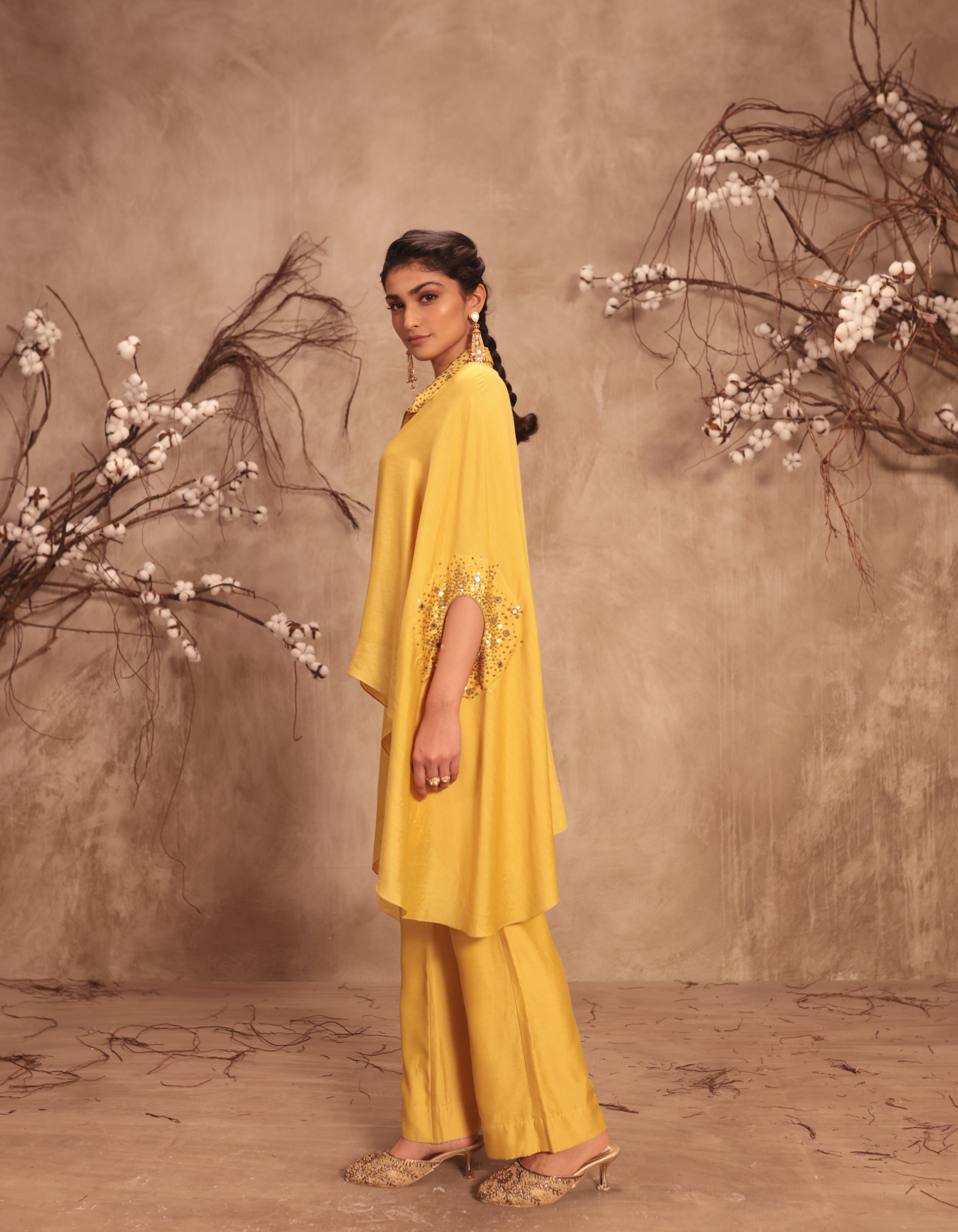 Dark Yellow Cape Rani Co-ord Set