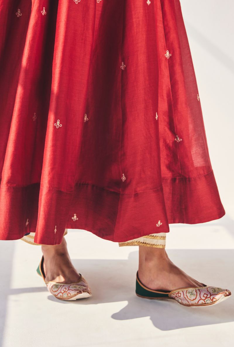 Red Antique Sequins Fiza Kurta Set