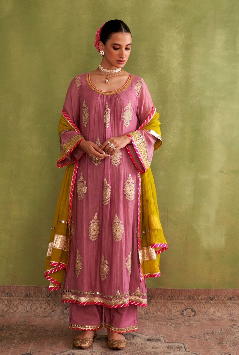 Lilac Big Motifs Morbagh Kurta Set