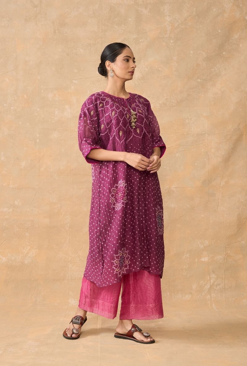 Wine Bandhani Ruhi 2.0 Kurta Set