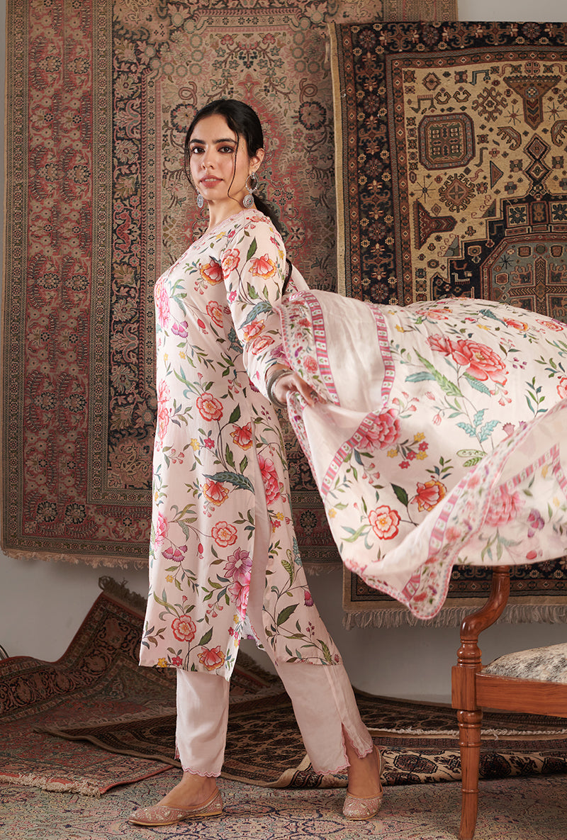 Ivory Floral Print Aalam Kurta Set