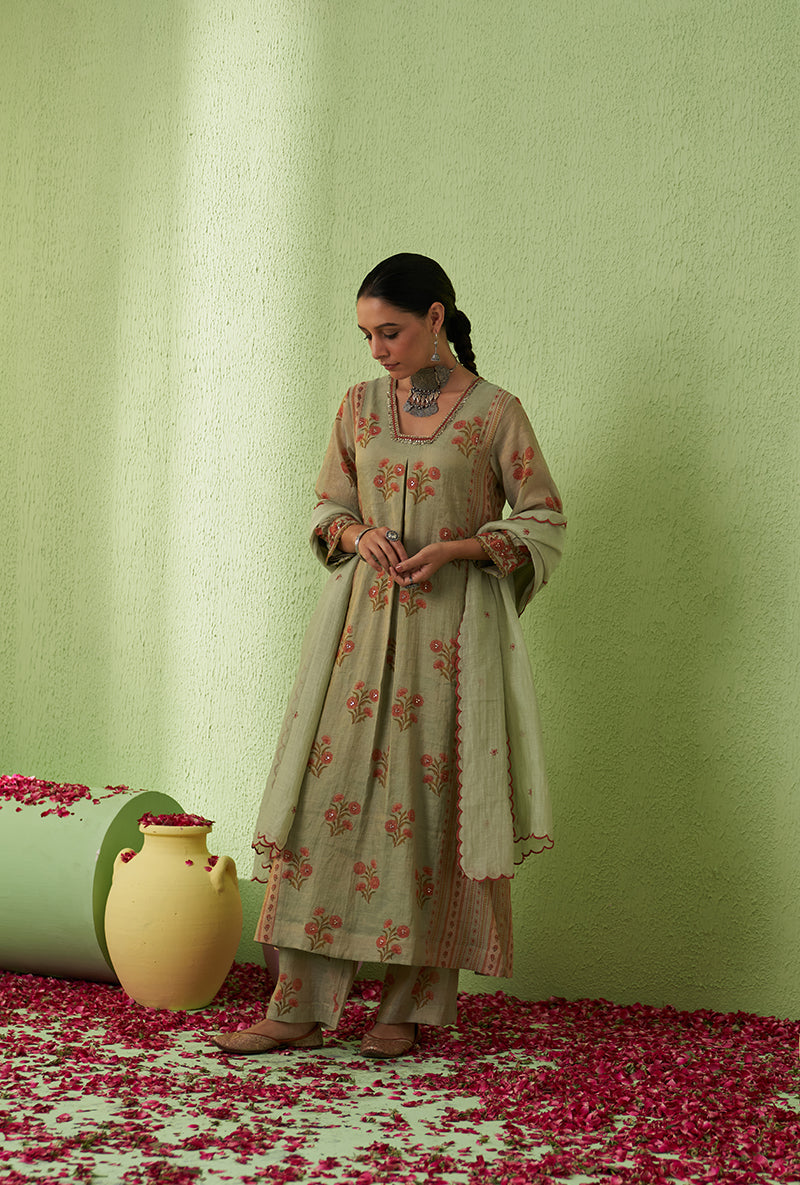 Mint Green Glass Neckline Taara Kurta Set