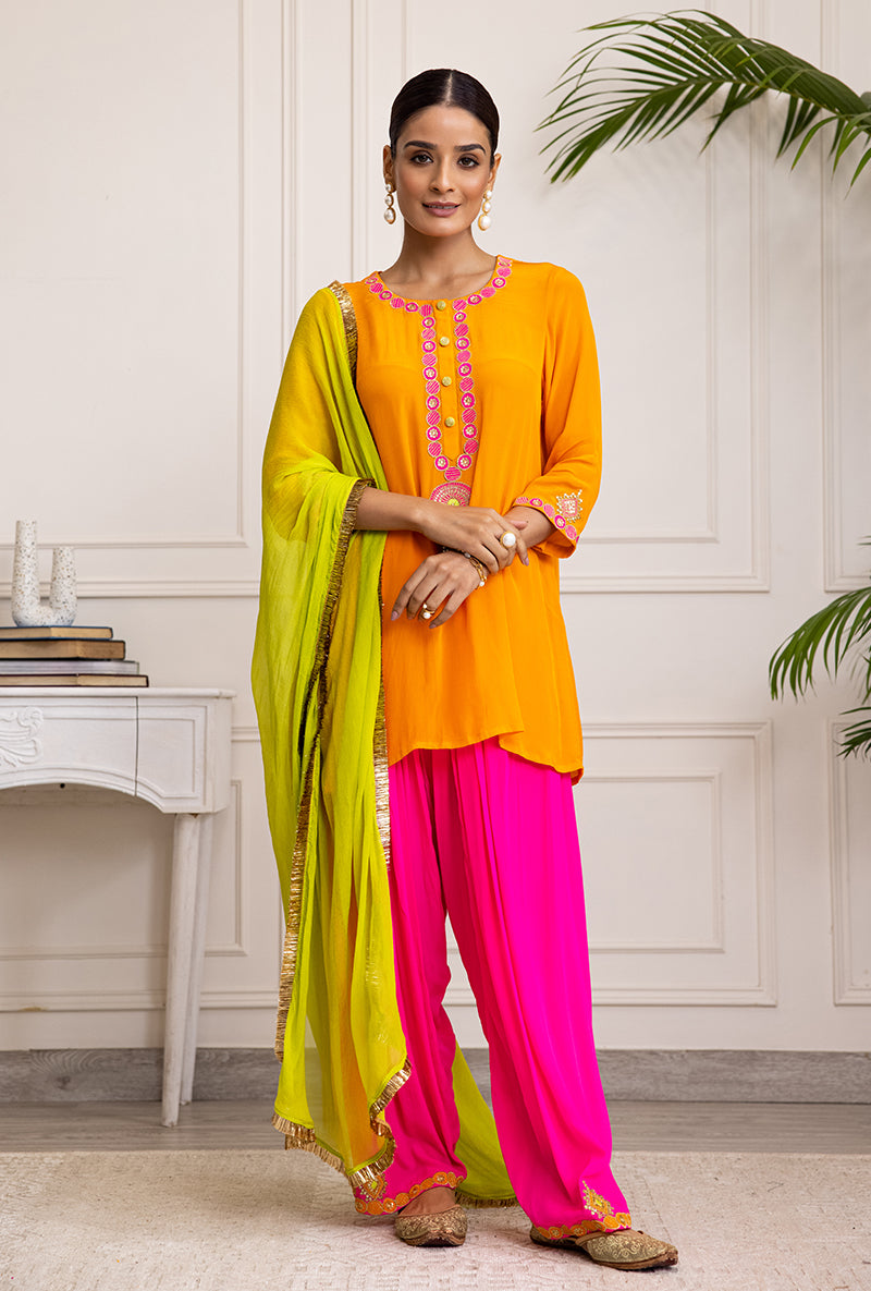 Tri-Colour Soha Salwar Set