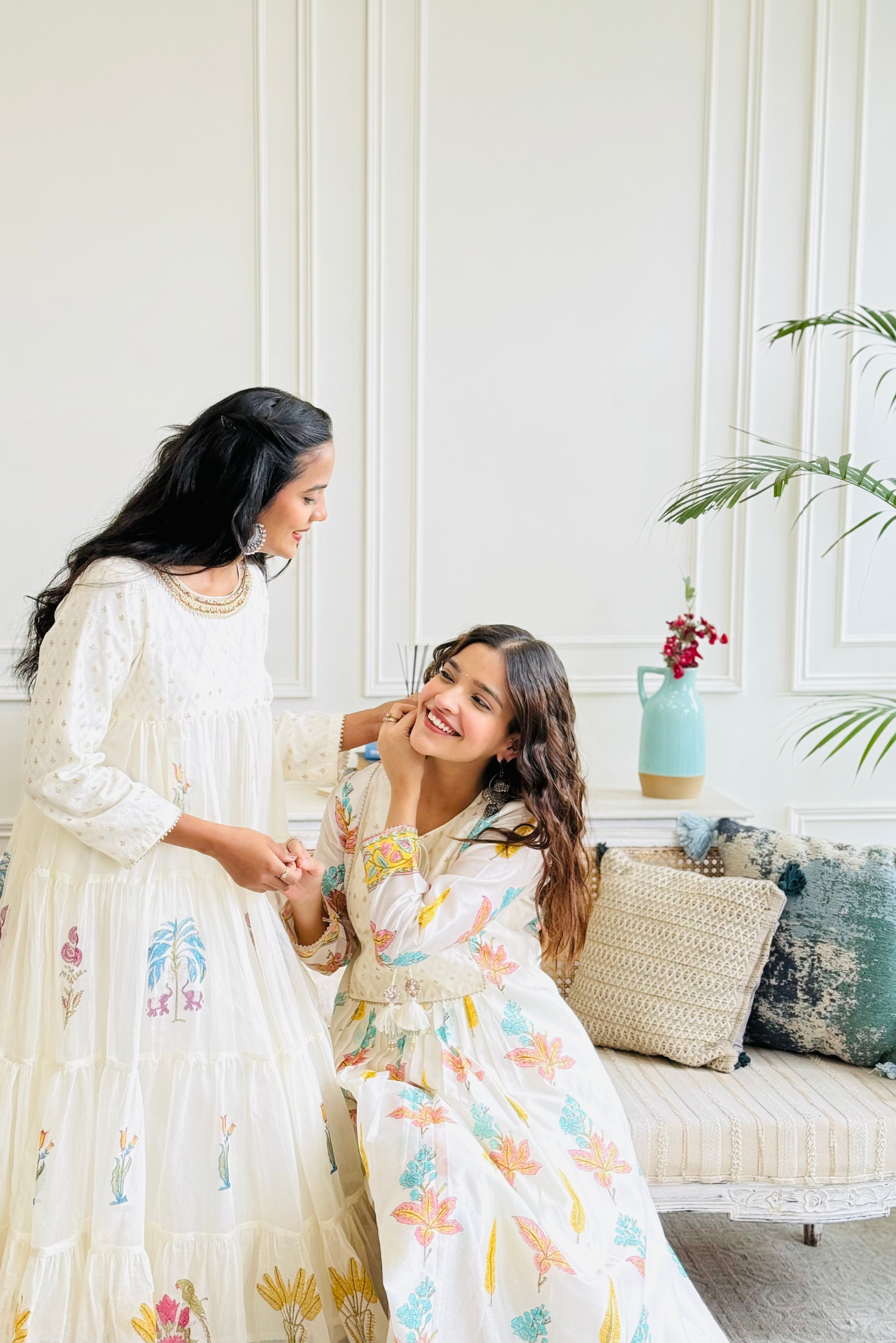 Varsha Rana in Off White Banarsi Buti Yoke Farah Anarkali Set
