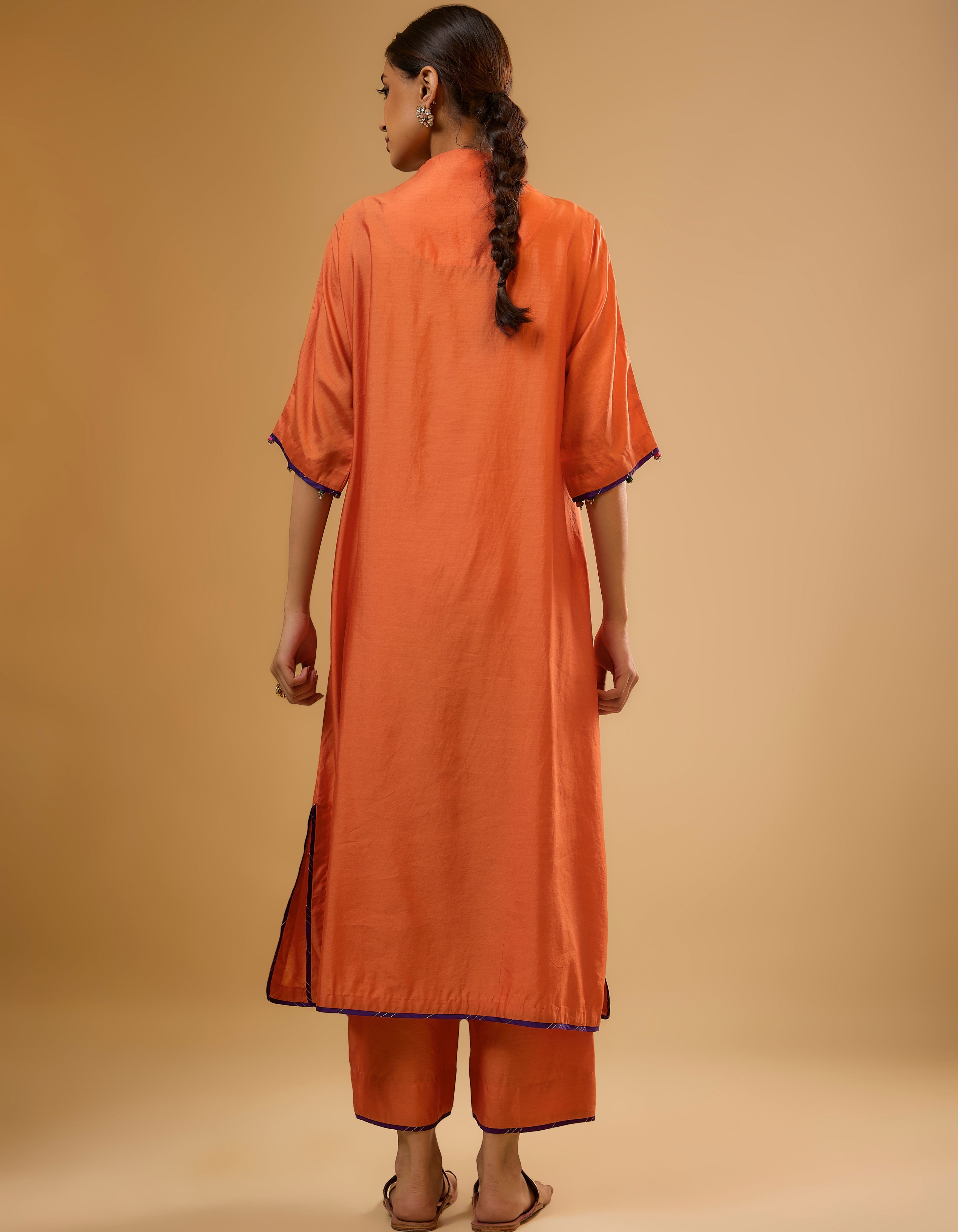 Orange Dori Yoke Rani Kurta Set