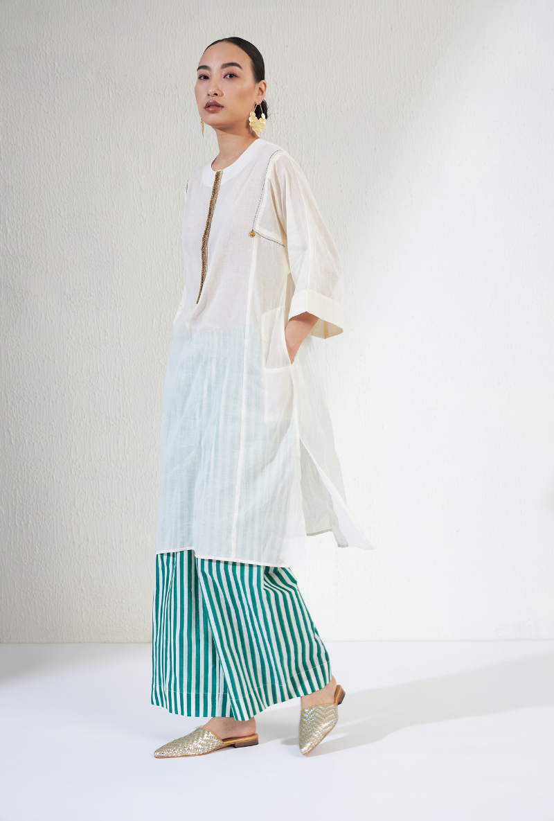 Off White Coin Work Farah Olivia Kurta Set