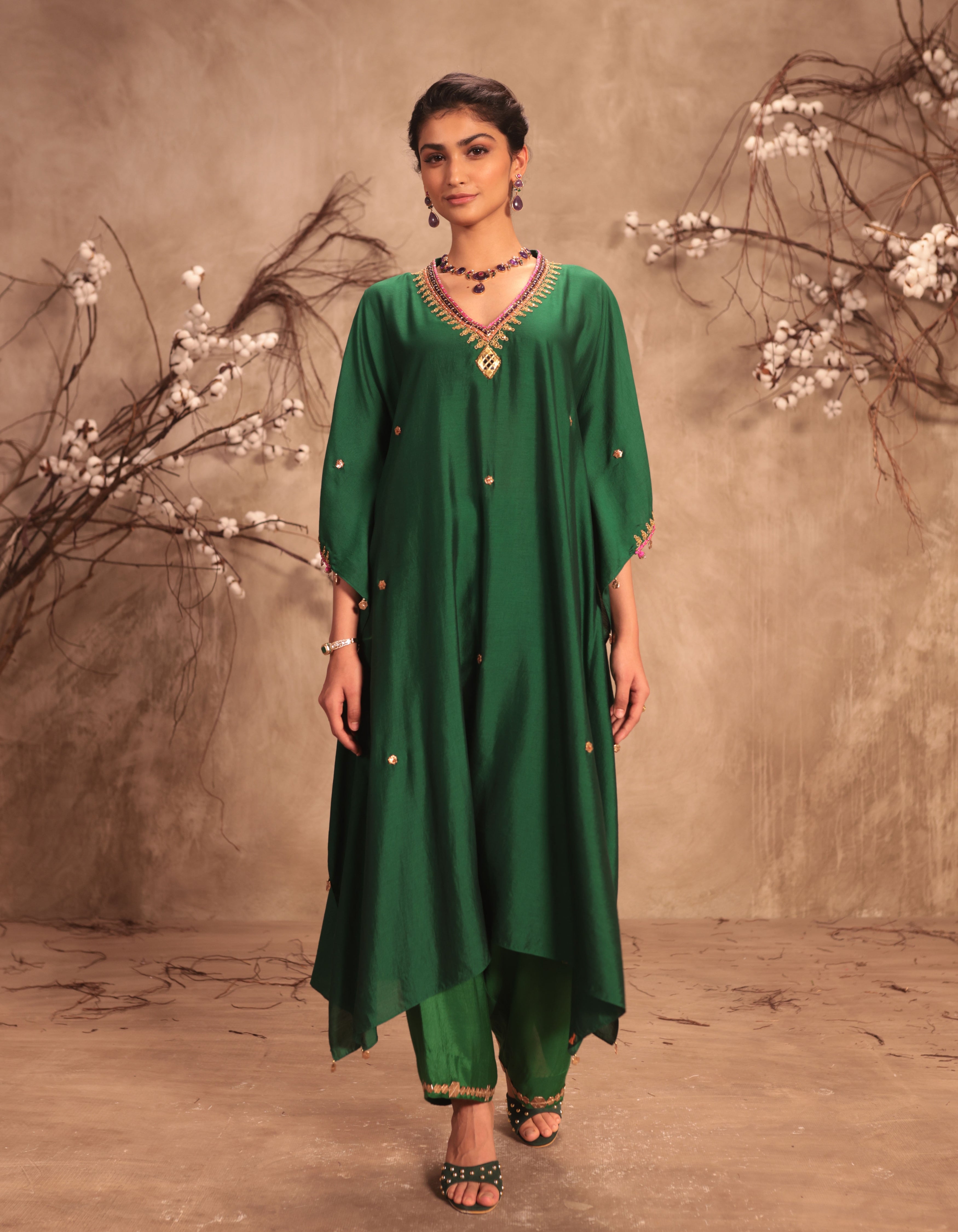 Green Rani Kaftan Set