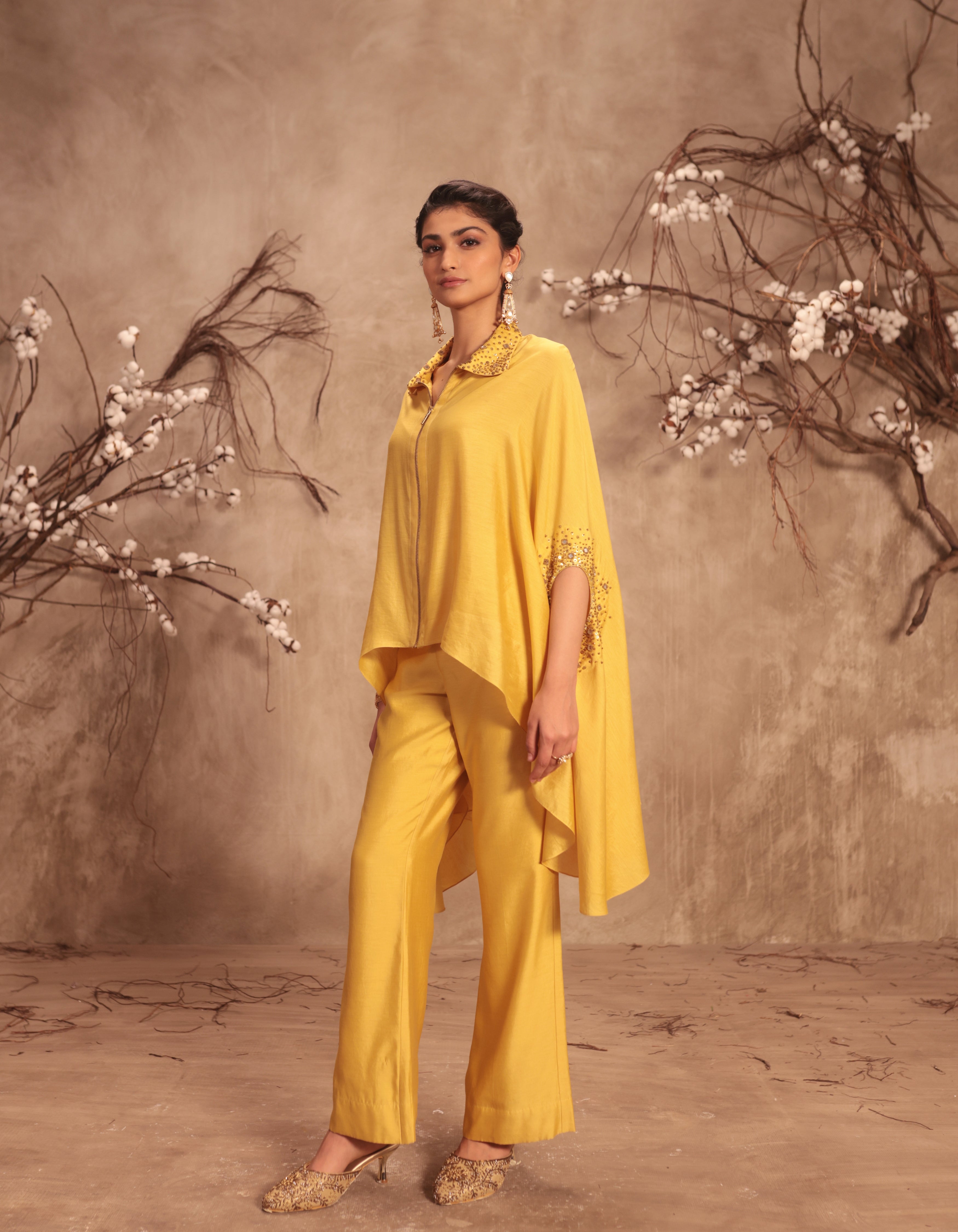 Dark Yellow Cape Rani Co-ord Set