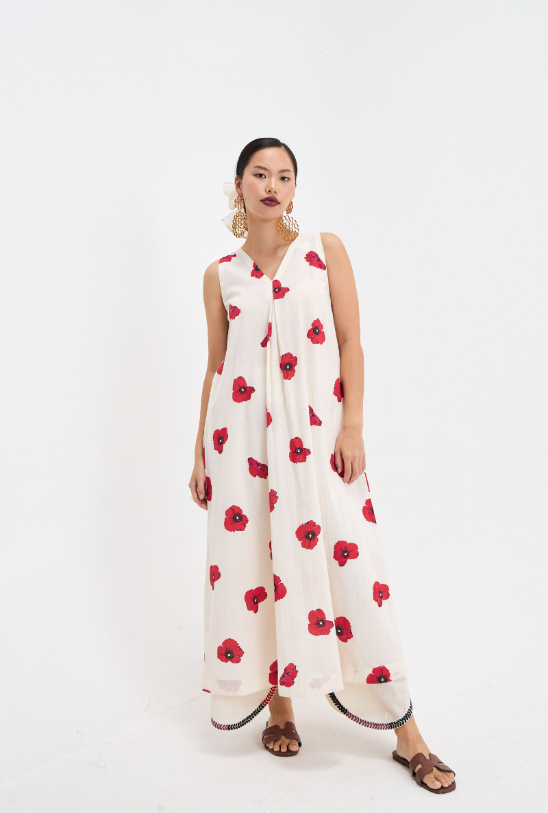 White Printed Poopy Love Letters Kurta Set
