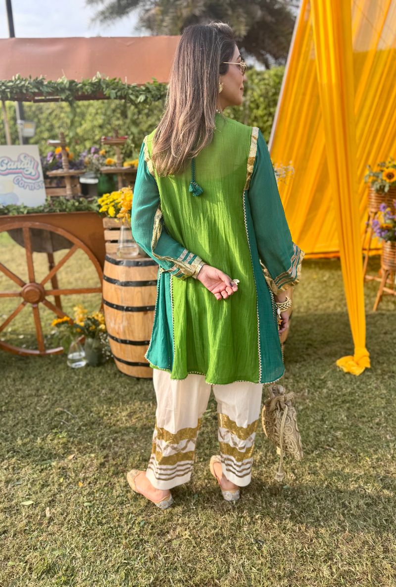 Meghna Nayyar in Green Choga Style Salwar Set