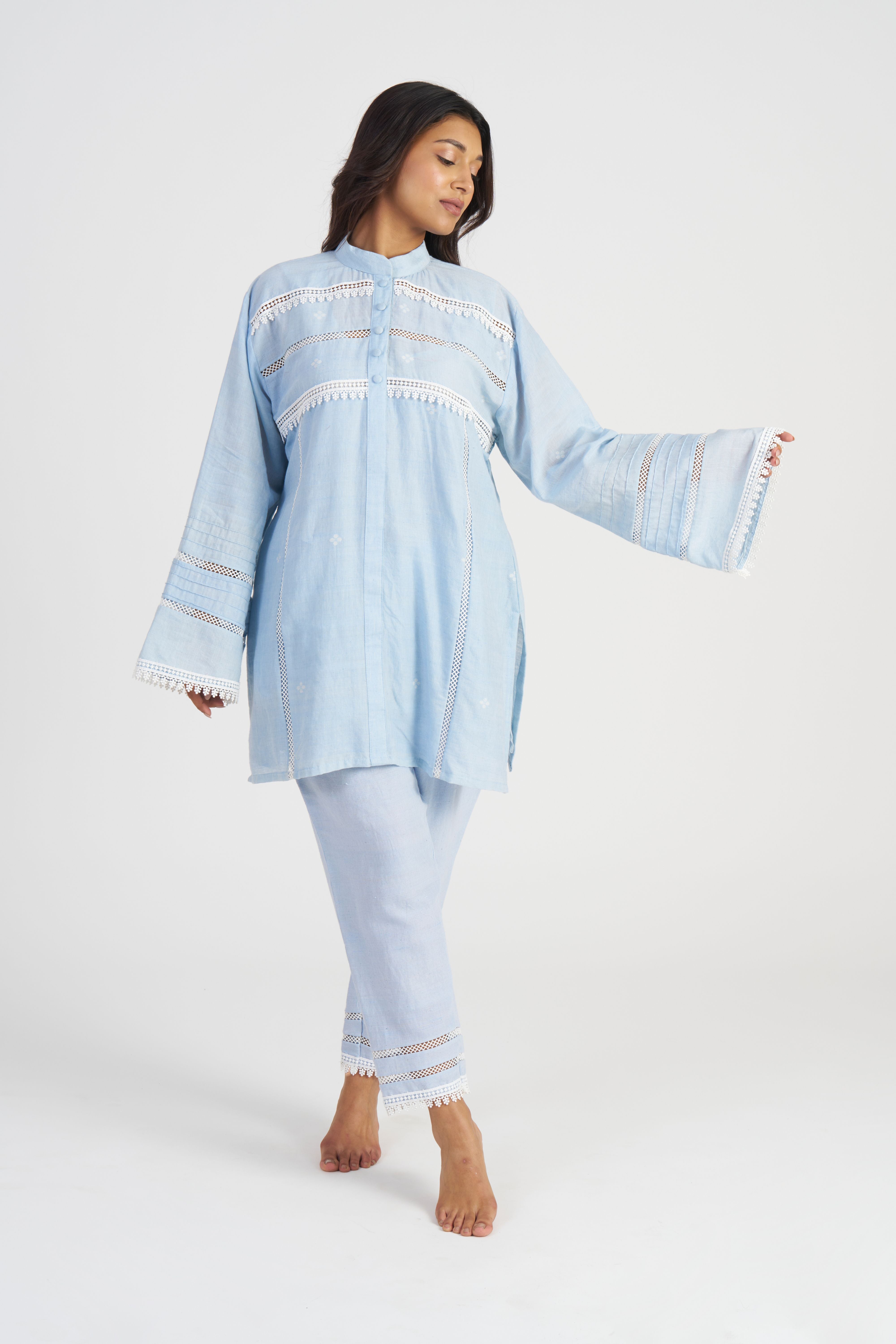 Sky Blue Aurora Rose Co-Ord Set