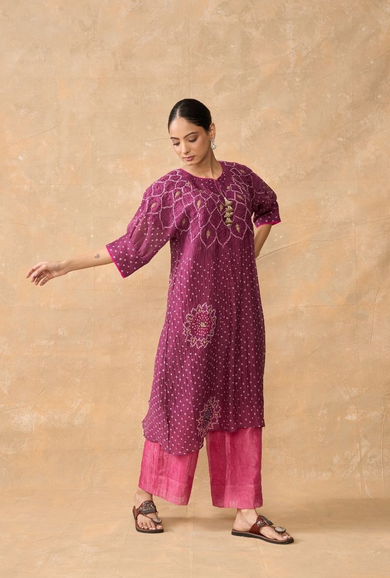 Wine Bandhani Ruhi 2.0 Kurta Set