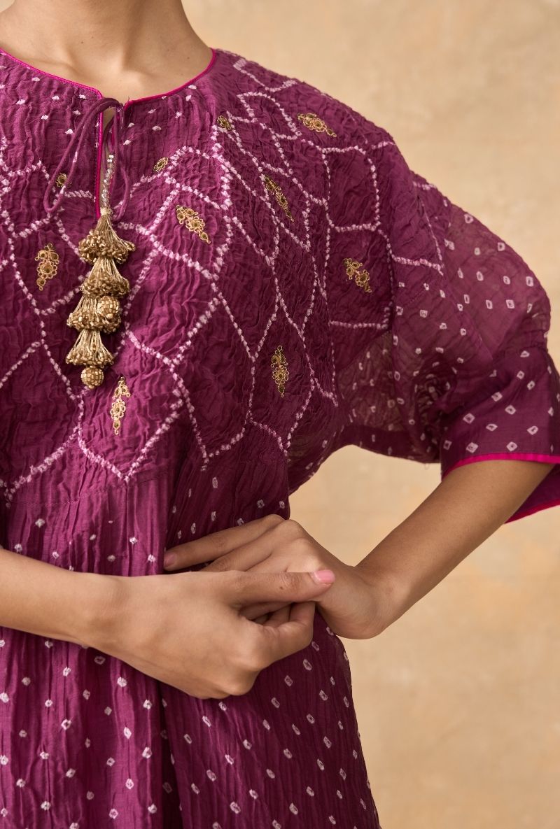 Wine Bandhani Ruhi 2.0 Kurta Set