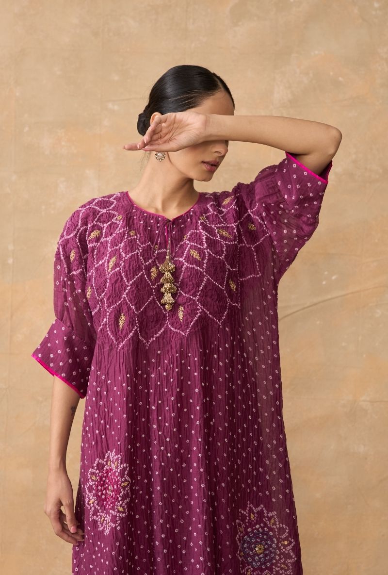 Wine Bandhani Ruhi 2.0 Kurta Set