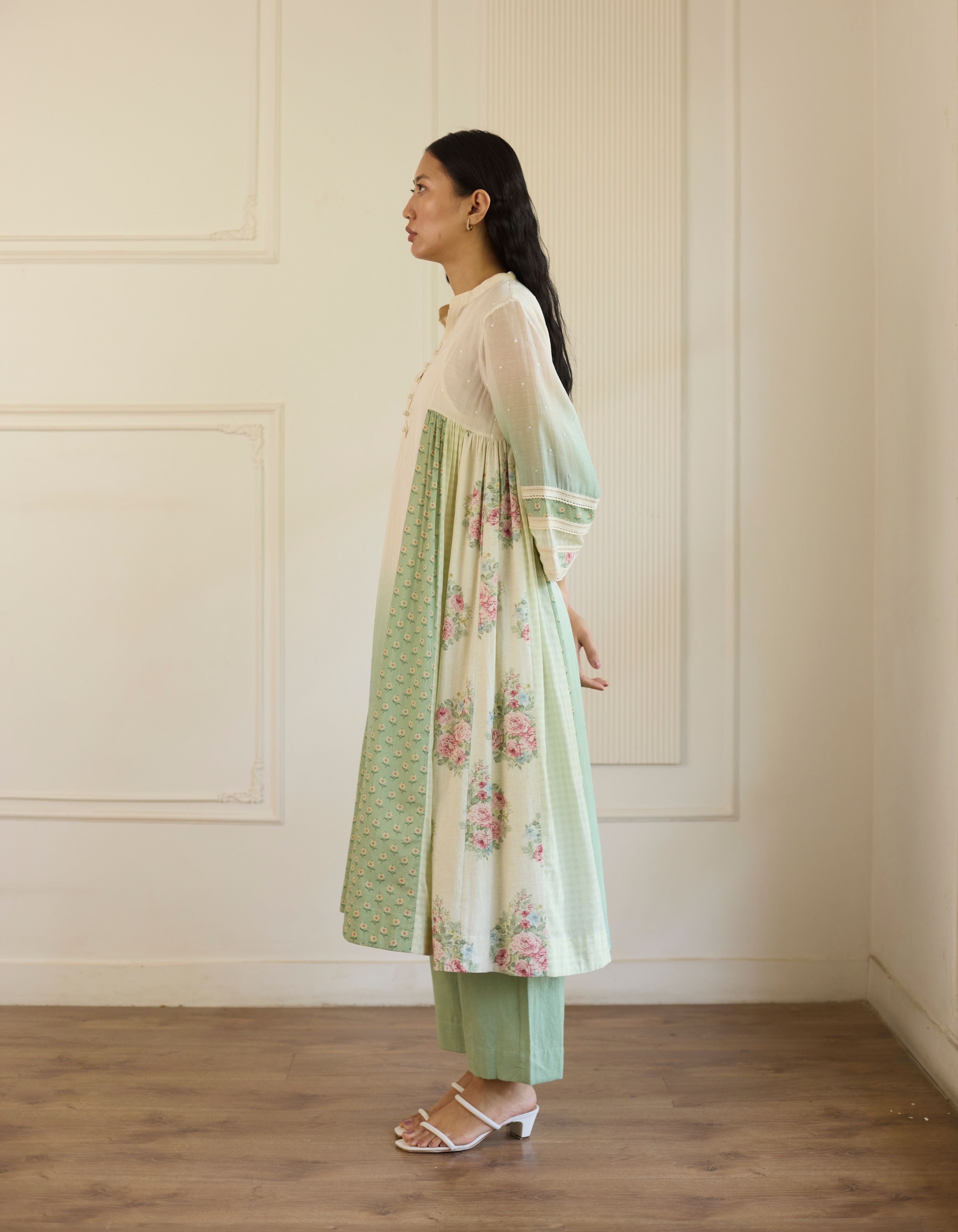 Green Ombre Side Panel Amelia Kurta Set
