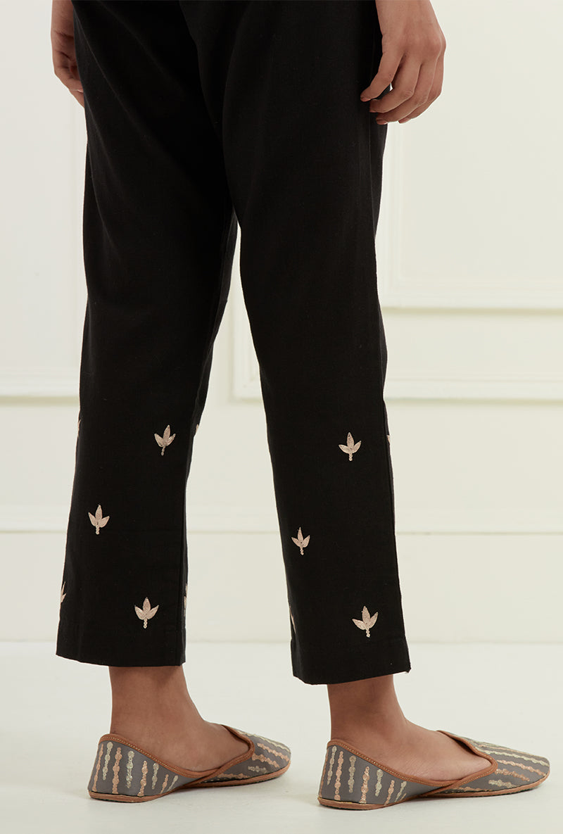 Dark Grey Embroidered Pintuck Sehar Kurta Set