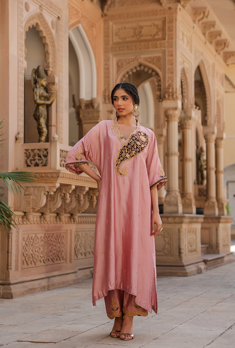 Light Pink Raag Kaftan Set