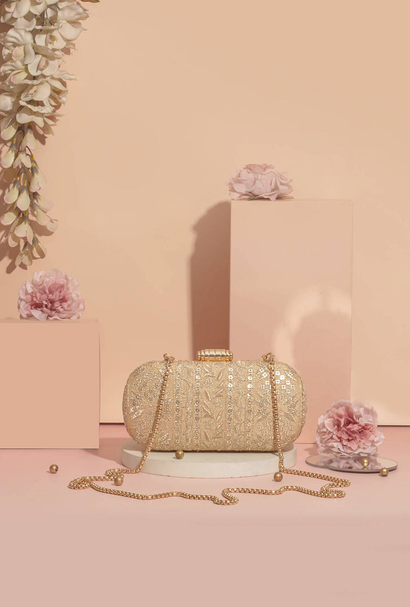 Mirai Embroidered Clutch - Gold