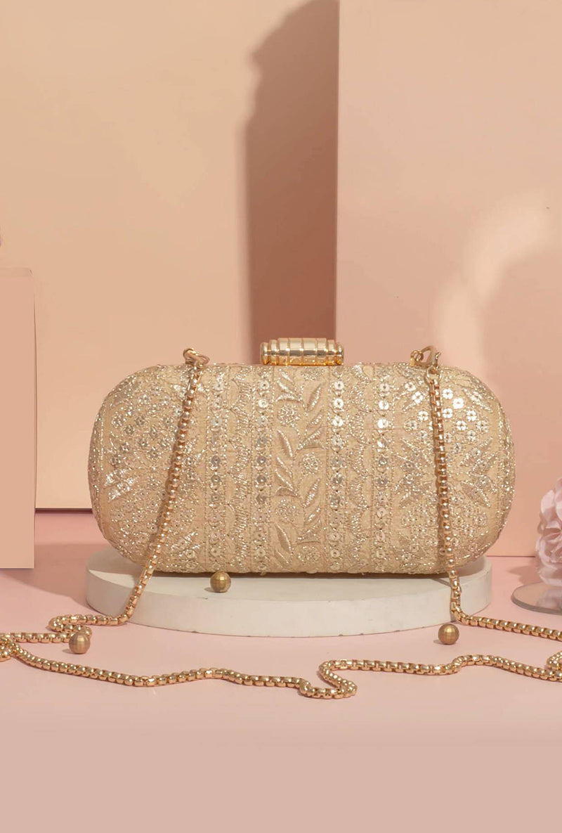 Mirai Embroidered Clutch - Gold