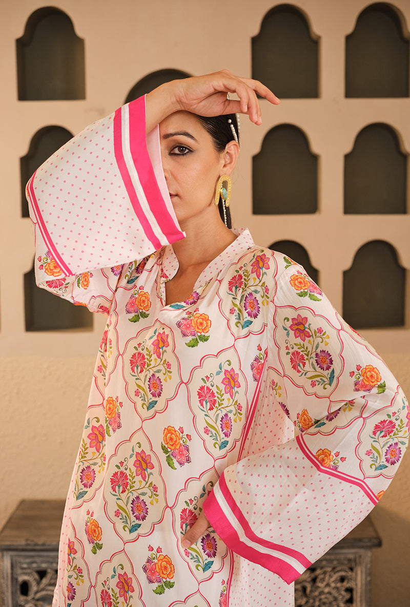 White Floral Chintz Goonj Co-Ord