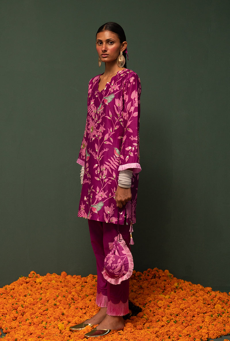 Wine Short Sasha Kurta Set