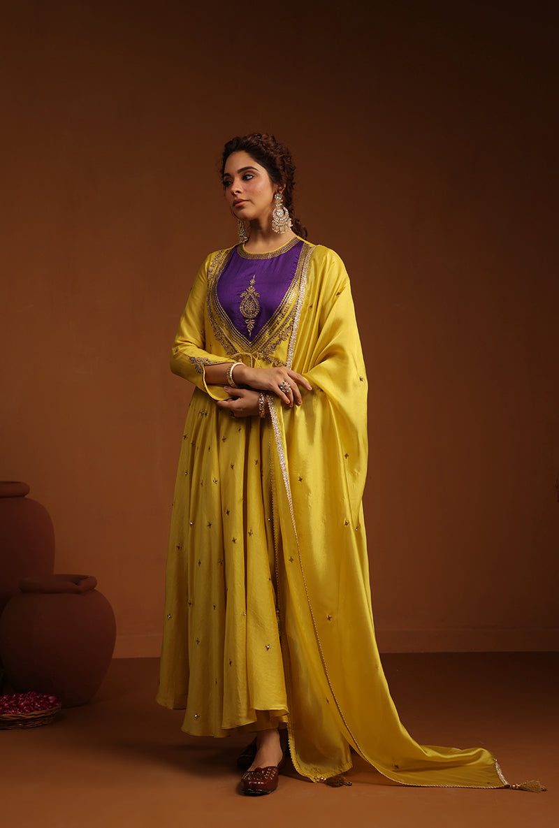 Yellow Kalidaar Ishq Kurta Set