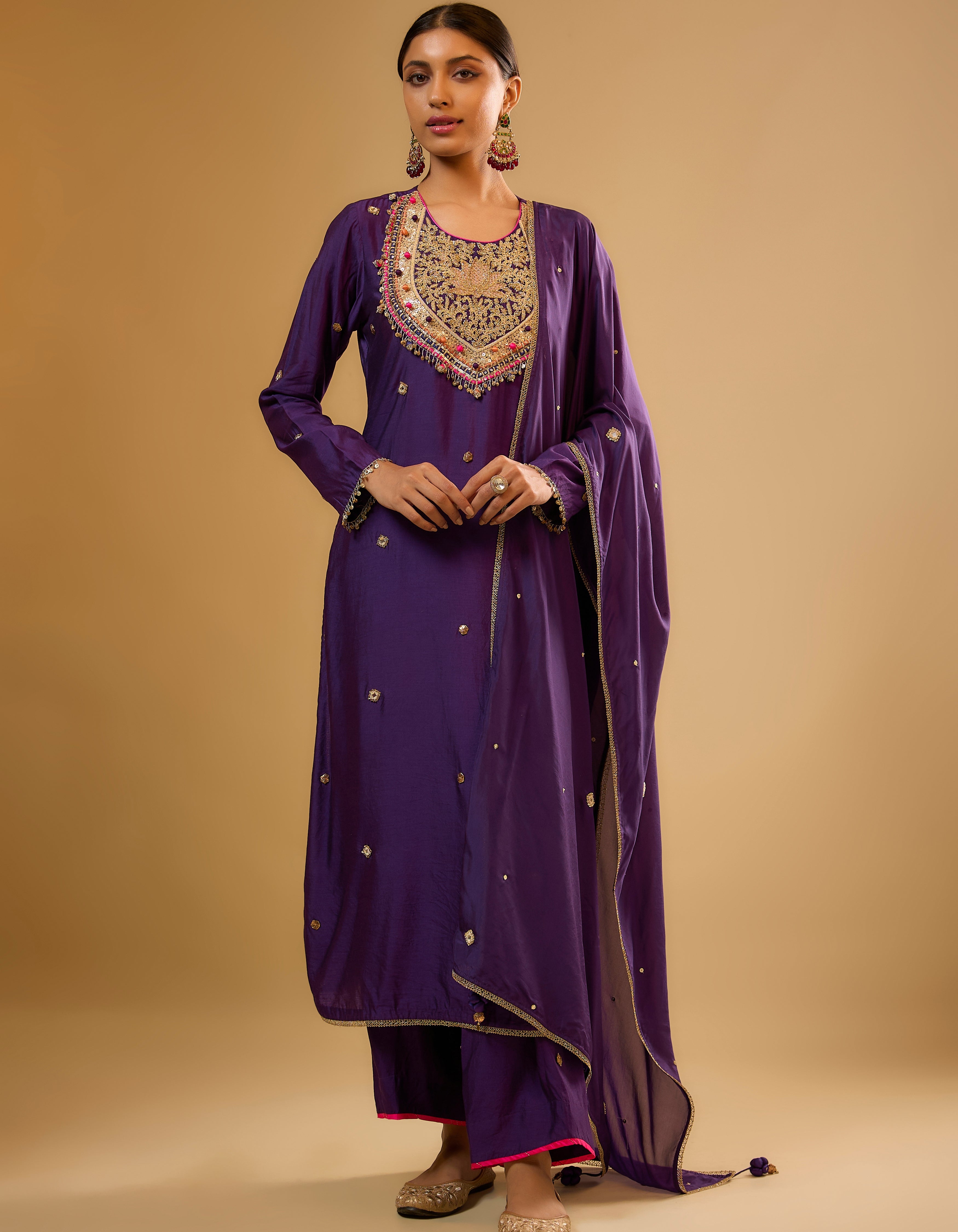 Purple Lotus Yoke Rani Kurta Set