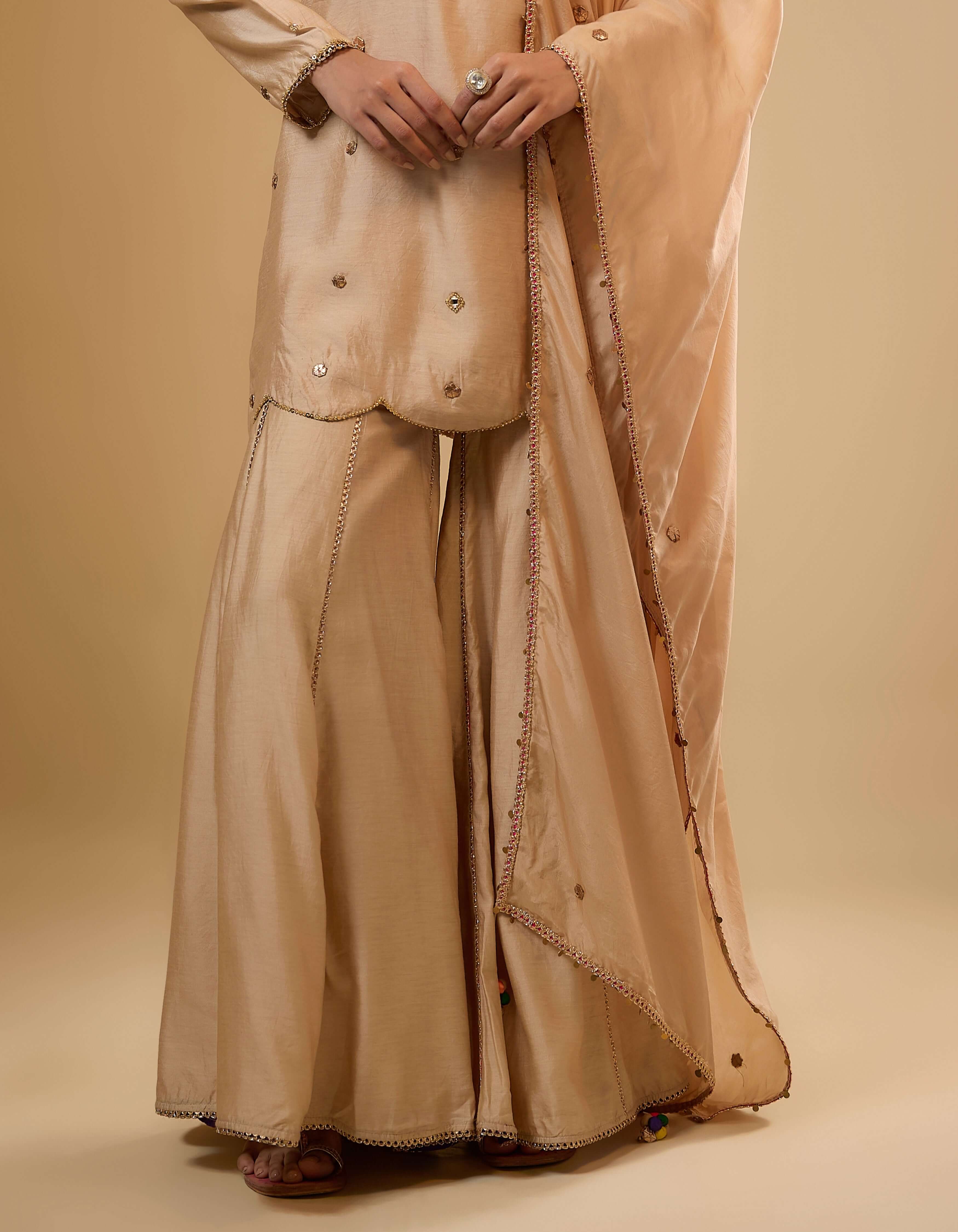 Ivory Lotus Yoke Rani Sharara Set
