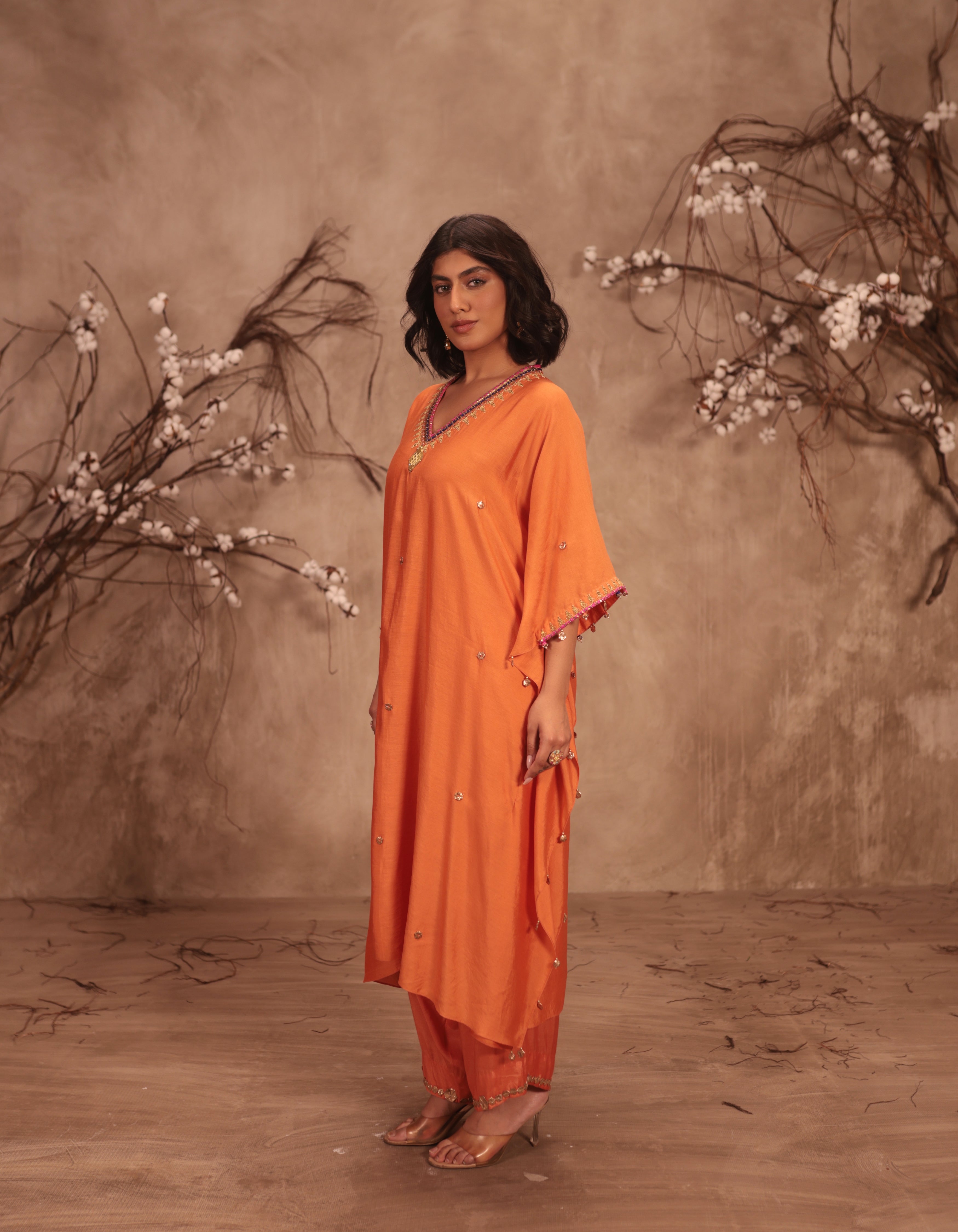 Orange Rani Kaftan Set