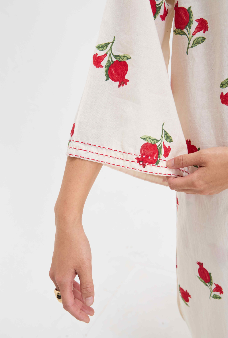 Meghna Nayyar in White Anaar Print Love Letters Kurta Set