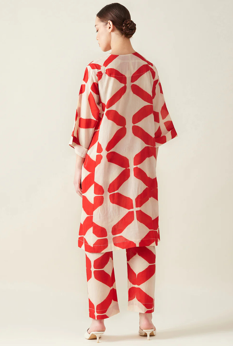 Meghna Nayyar in Red Clamp Dye Embroidered Love Letters Co-Ord Set