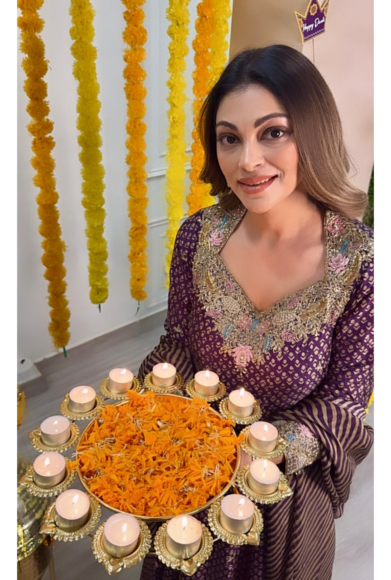 Meghna Nayyar In Purple Printed Raag Kalidar Set