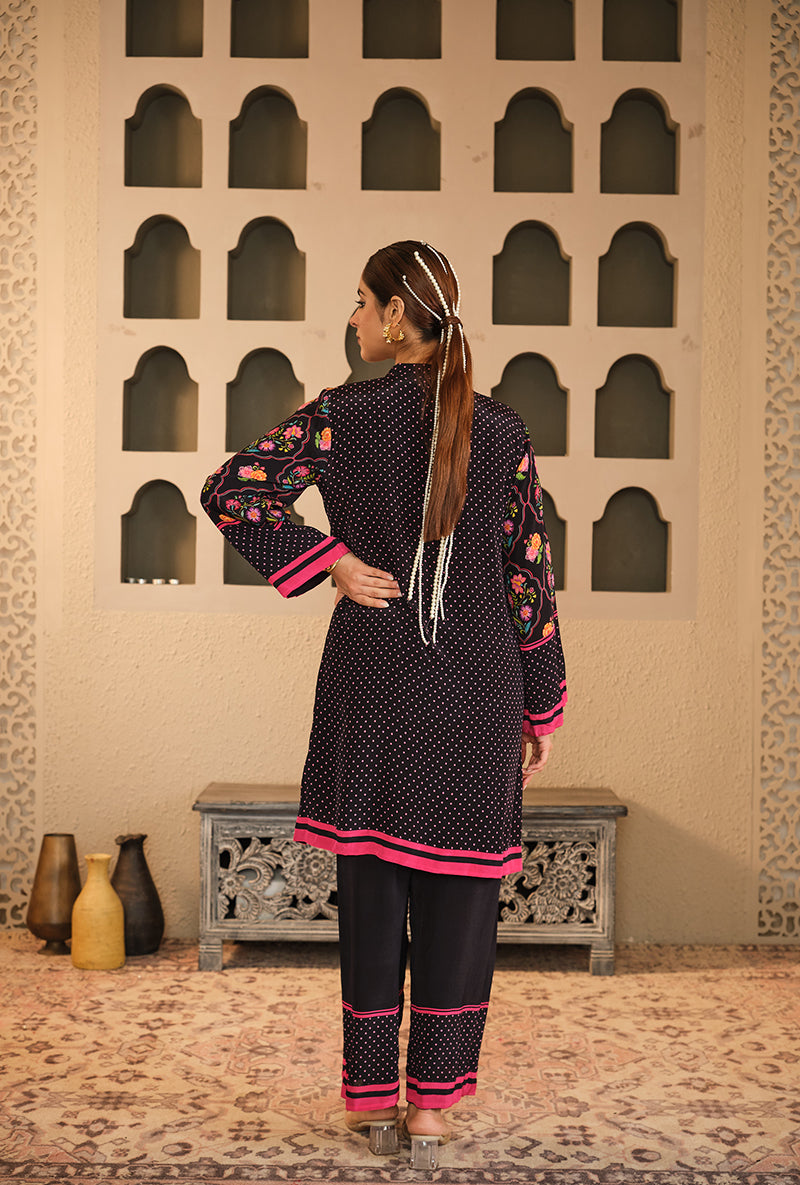 Black Floral Chintz Goonj Co-Ord