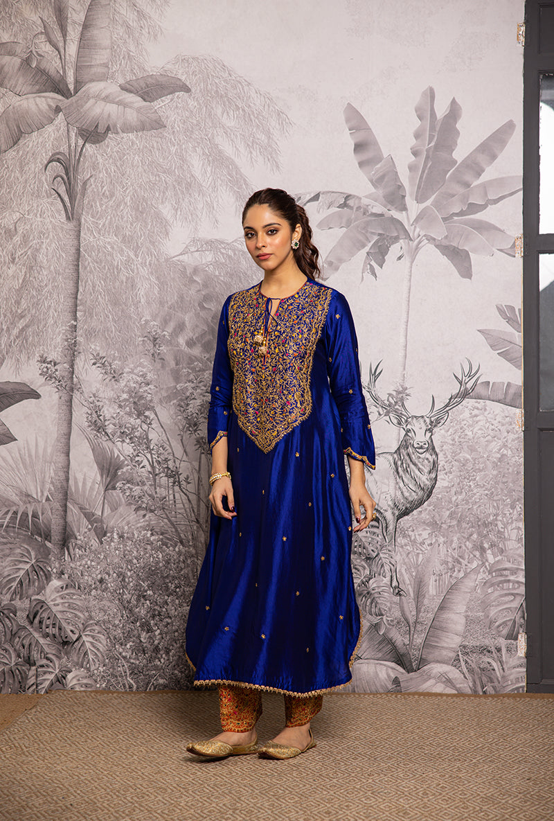 Blue Bird Embroidered Long Shaheen Salwar Set