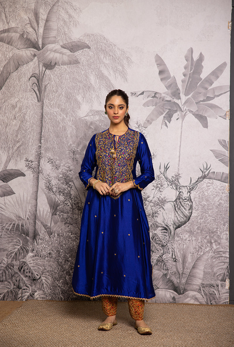Blue Bird Embroidered Long Shaheen Salwar Set