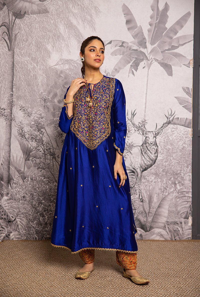 Blue Bird Embroidered Long Shaheen Salwar Set