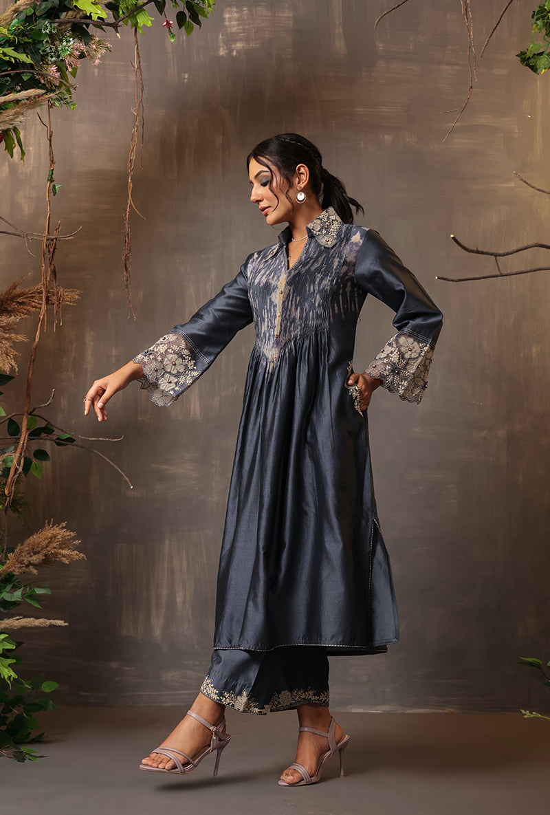 Blue Shibori Samah Kurta Set