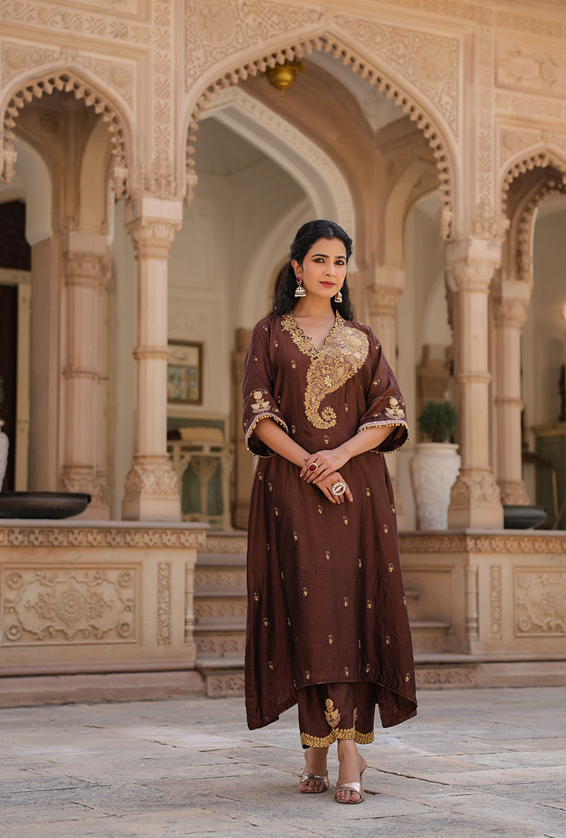 Brown Raag Kaftan Set