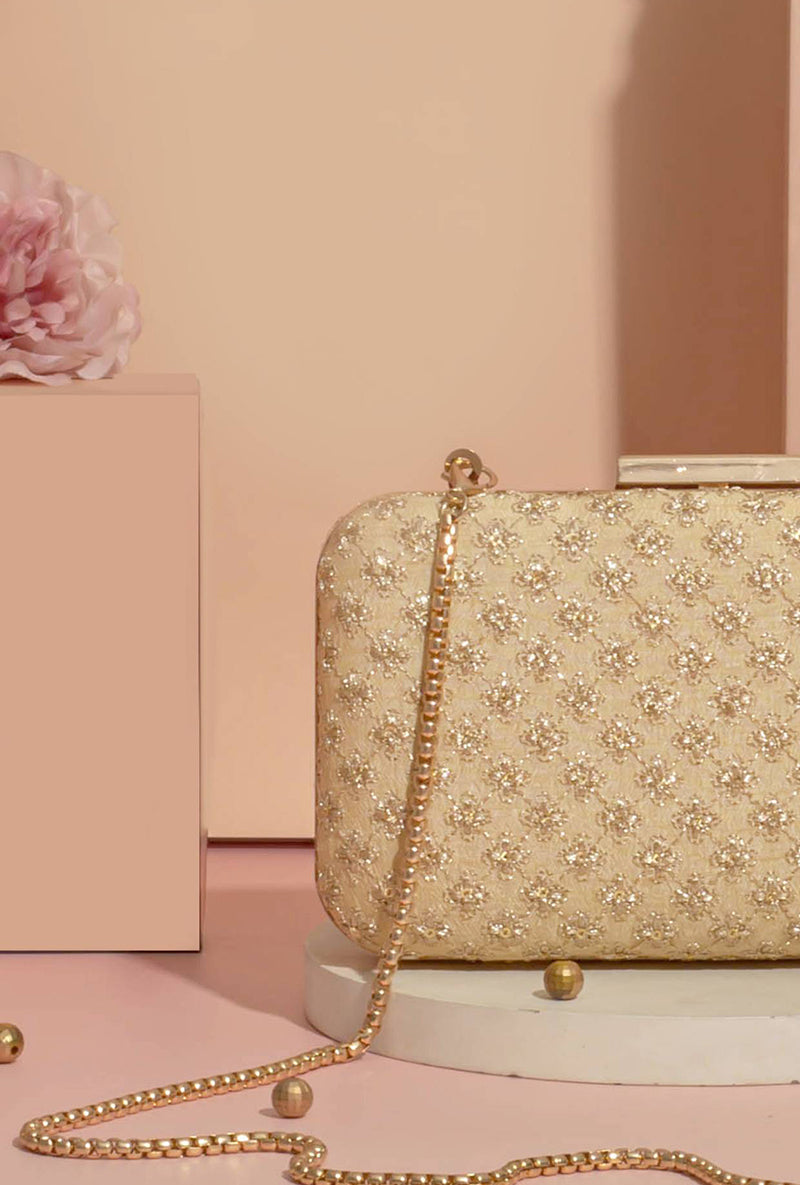 Inaya Box Clutch- Gold