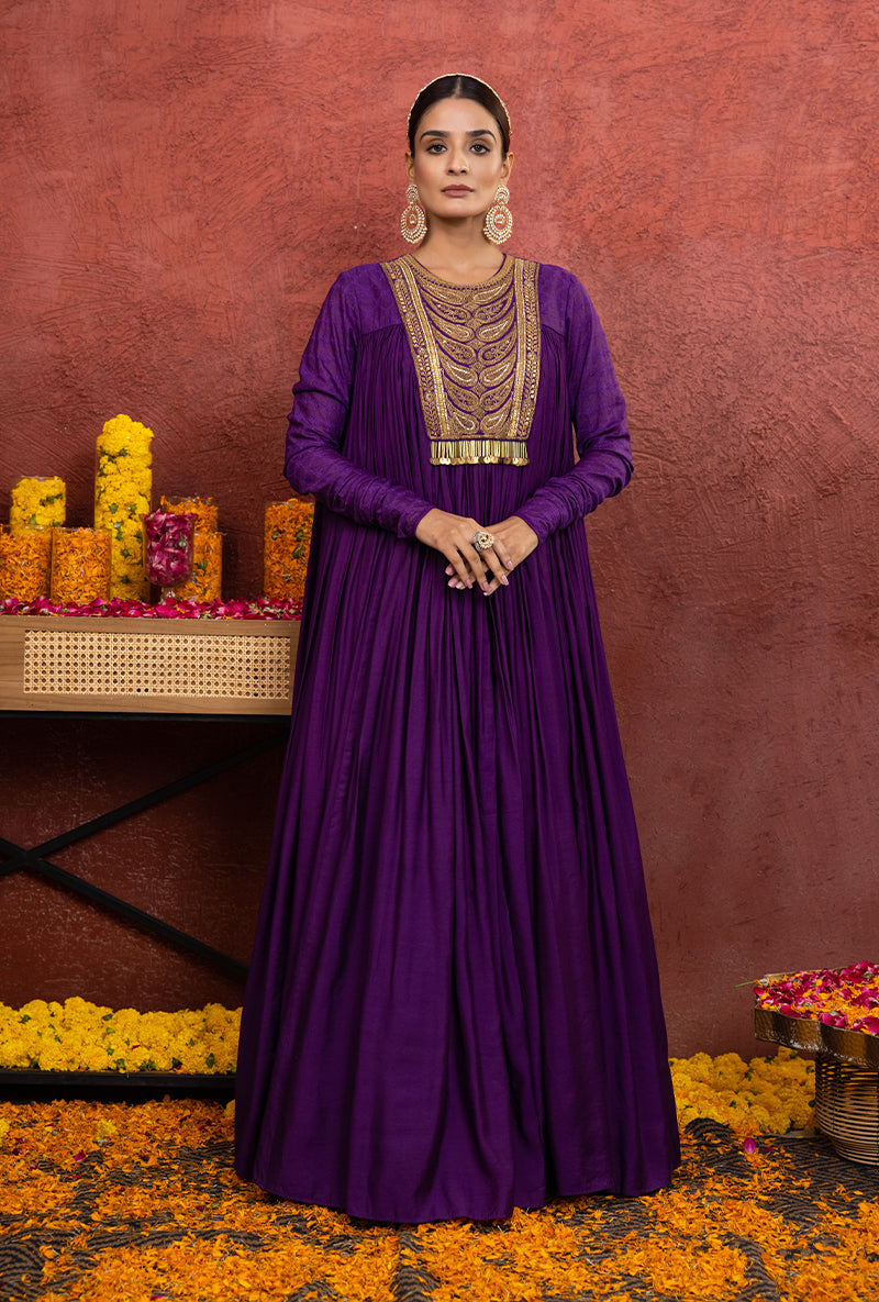 Purple Flared Rooh Anarkali