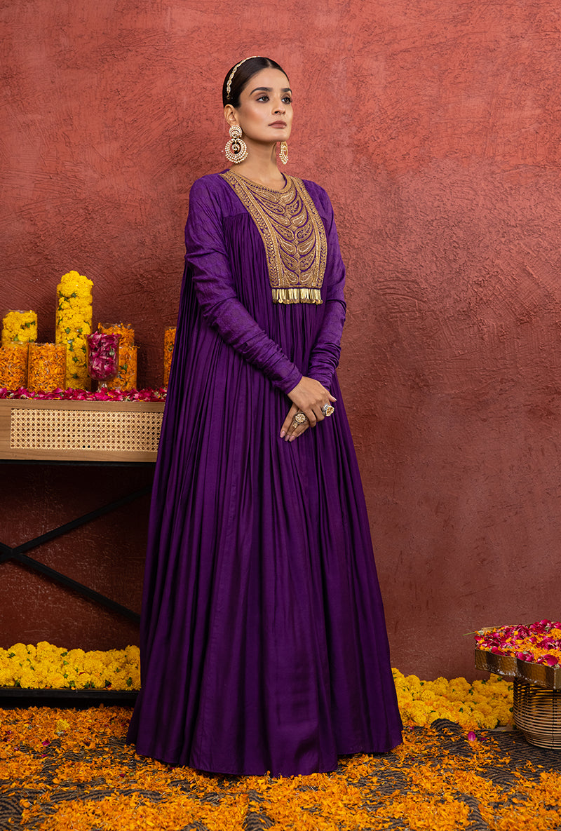 Purple Flared Rooh Anarkali