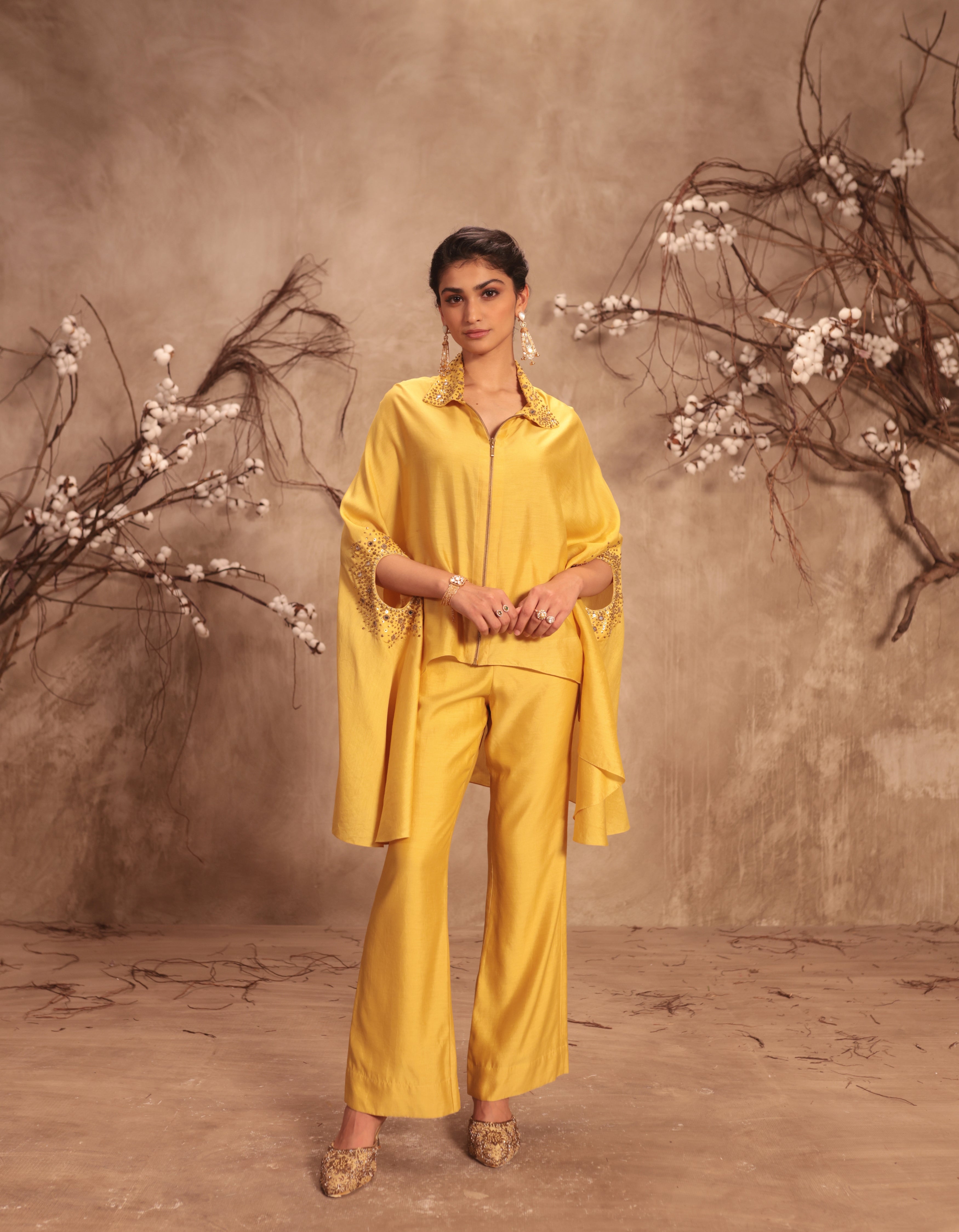 Dark Yellow Cape Rani Co-ord Set