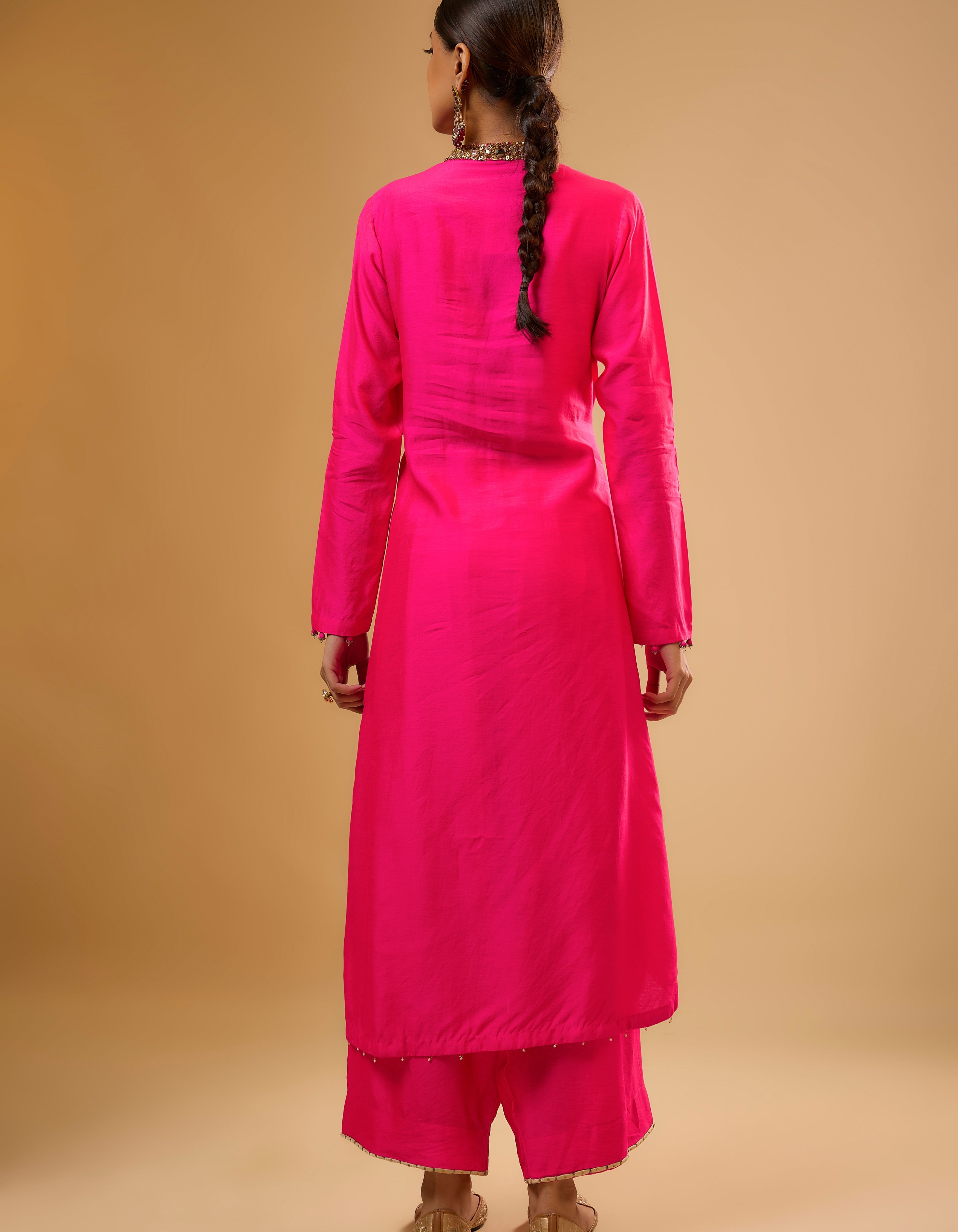 Hot Pink Applique Rani Kurta Set