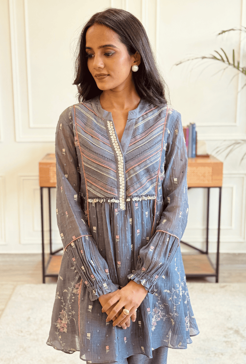 Jyoti Verma in English Blue Short Noor Co-ord Set