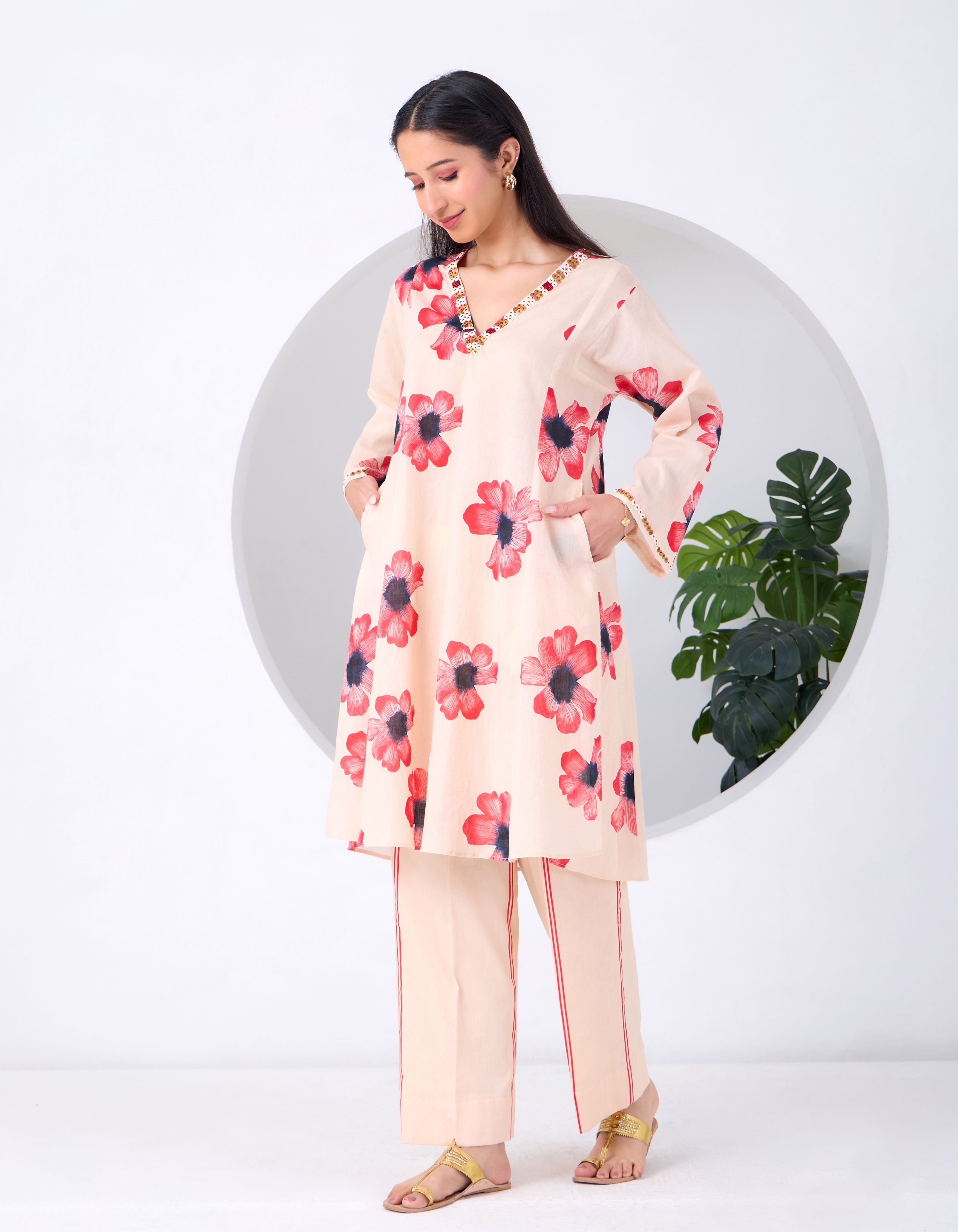 Peach Cornflower June Co-ord Set