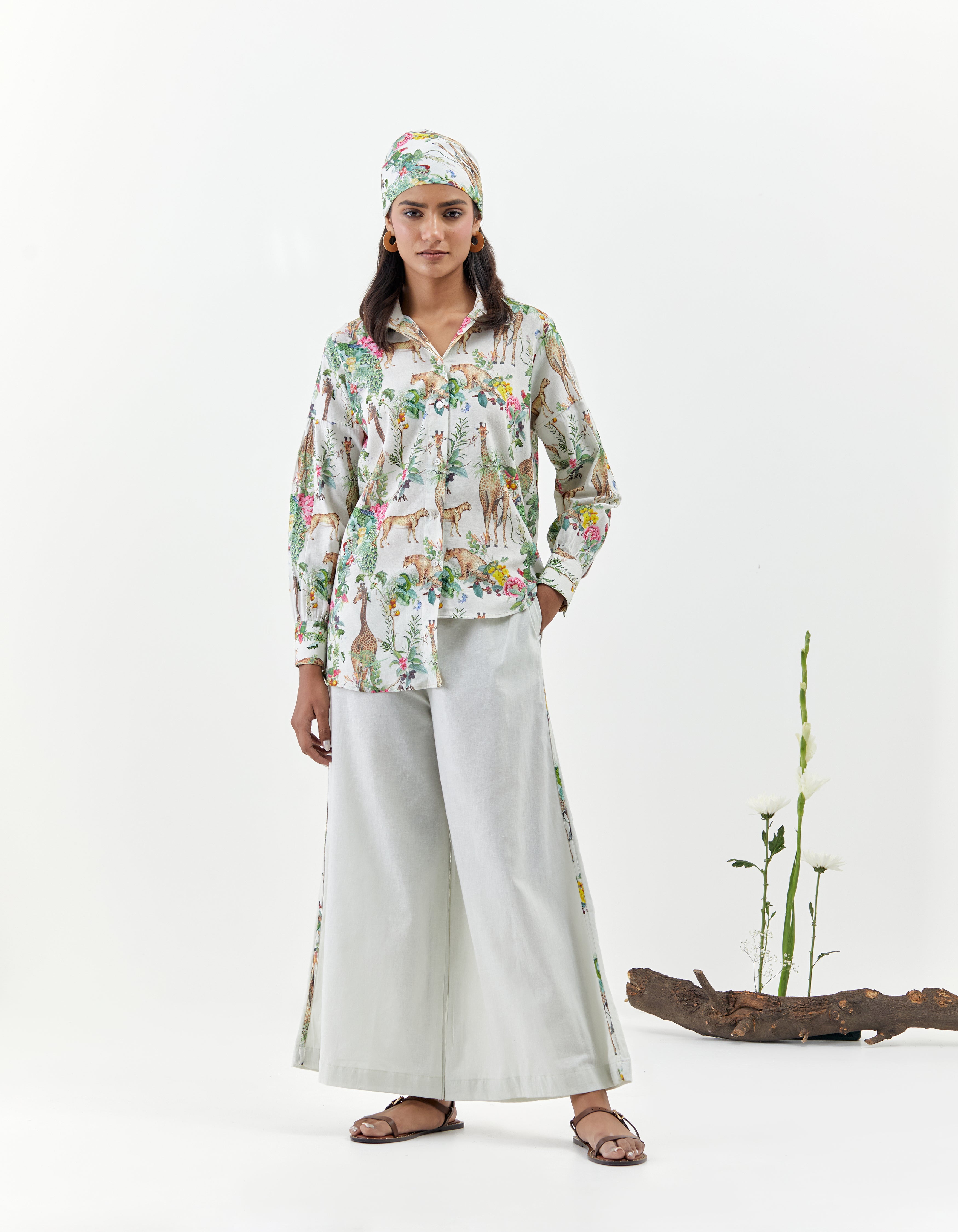 Ivory Safari Printed Asymmetric Savannah Co-Ord Set